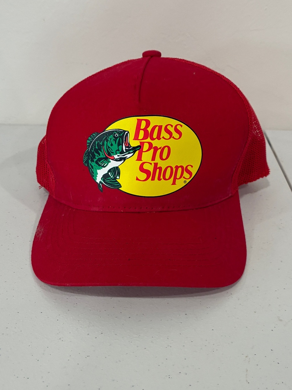 Bass Pro Shops Red Mesh Trucker Snapback Hat